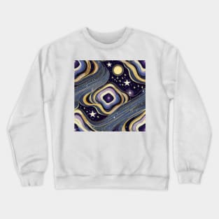 Geometric pattern of curved seamless stripes making a starry night with galaxy and stars Crewneck Sweatshirt